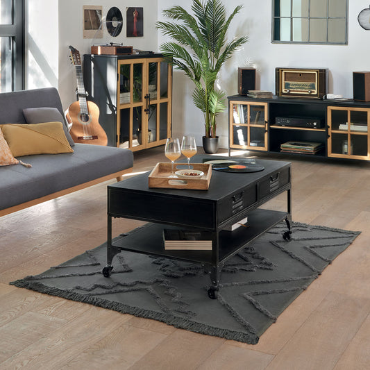 Alfombra Rectangular de Algodón Gris - "Inca"