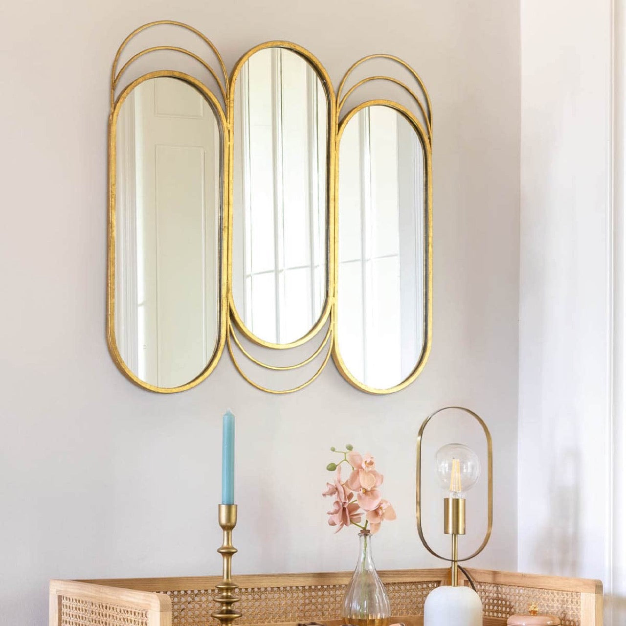 Espejos Ovalados Dorado - 101 x 20 cm