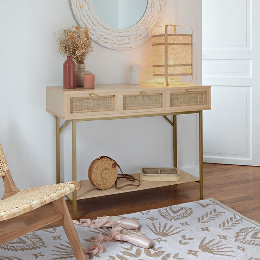 Consola de Madera y Ratán - "Rayo"