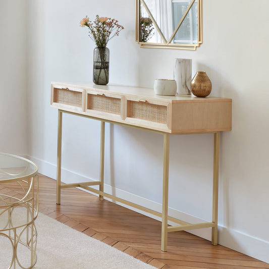 Consola de Madera y Ratán - "Rayo"