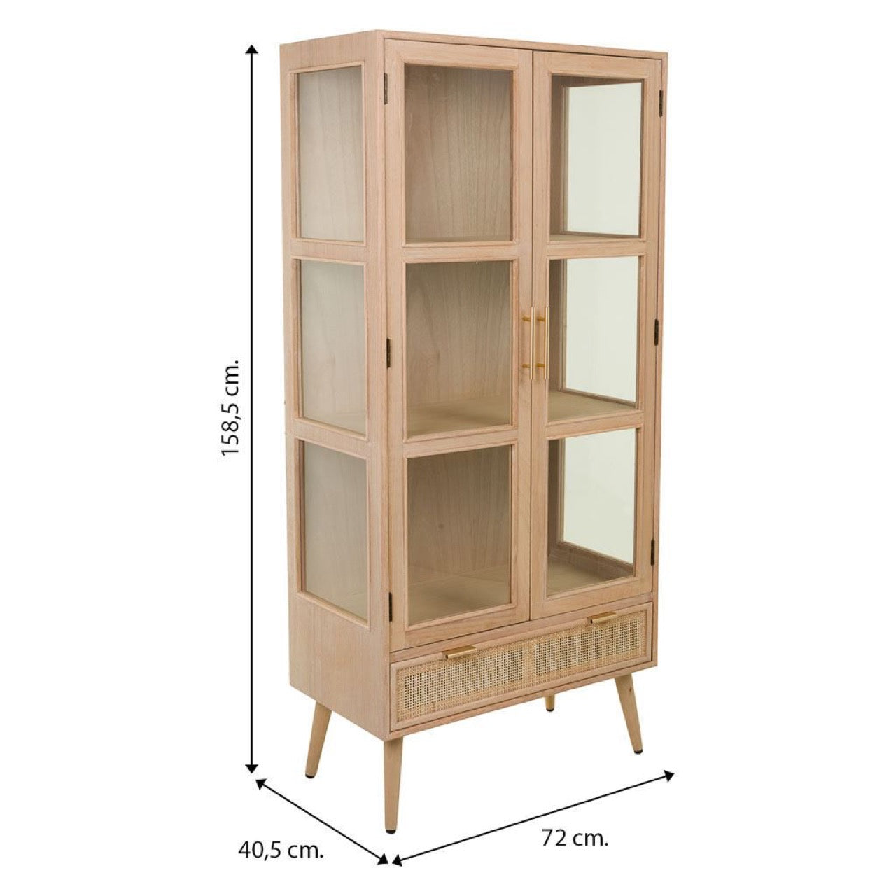 Vitrina de Madera Ratán y Rejilla 2 Puertas - "Trento"