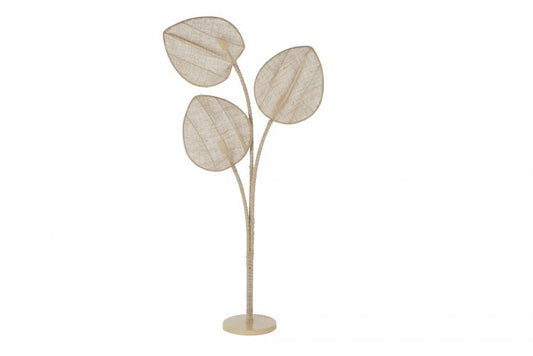 Lámpara de Pie de Lino y Metal - "Hojas Naturales”