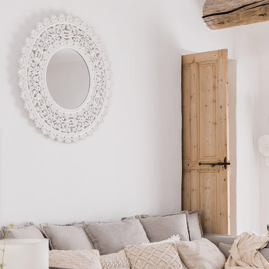 Espejo de Madera Tallada - "Ritual" - Ø90CM