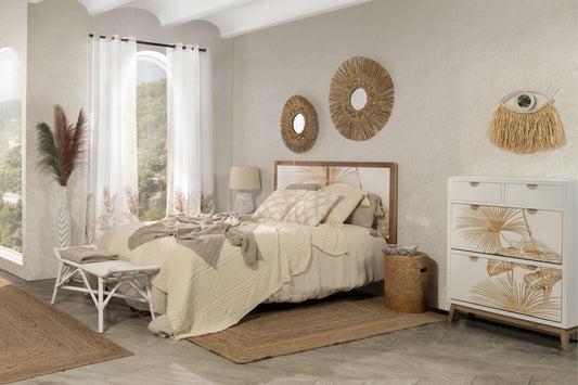 Zapatero de Madera Blanca Tallada Hojas - “Albina”