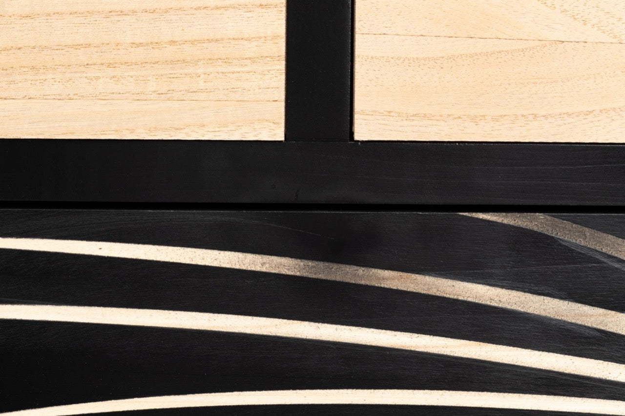 Zapatero de Madera en Negro Tallada Palmera - “Albina”