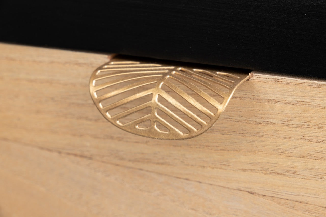 Zapatero de Madera en Negro Tallada Palmera - “Albina”