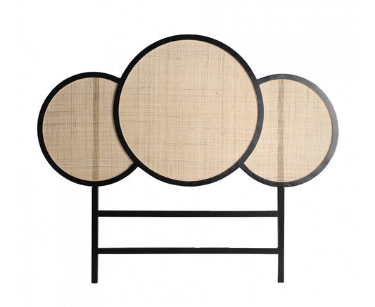 Cabecero de Ratan Círculos Negro y Natural - “SARA”