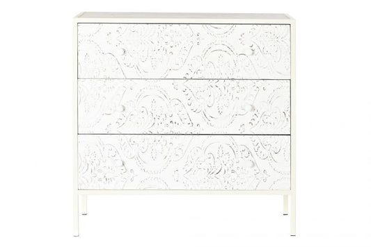 Cómoda Blanca de Madera Tallada - “Mandala”