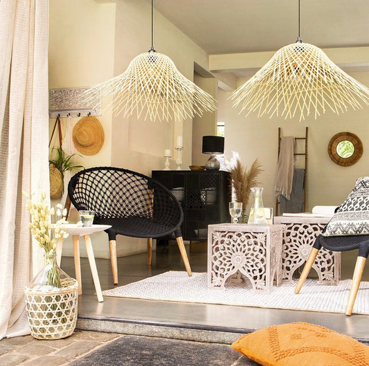 Sillón Trenzado de Algodón y Madera - “RAINA”