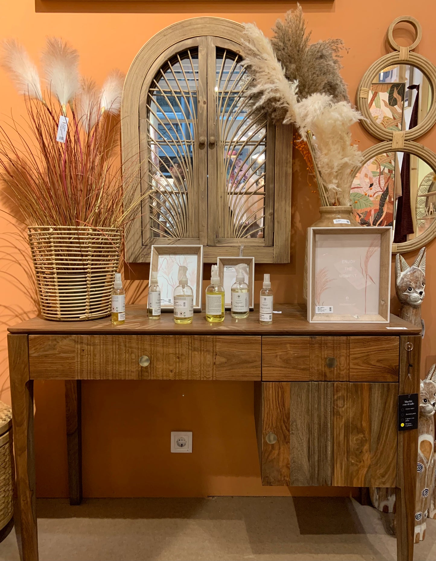 Espejo con Contraventana de Madera y Ratán  - "Dream"