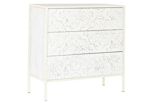 Cómoda Blanca de Madera Tallada - “Mandala”