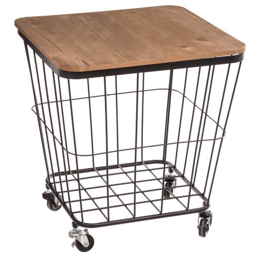 Mesita auxiliar con ruedas de metal y madera - “Jordi”