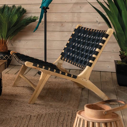 Sillón Negro de Ratán y Teca - “Timur”