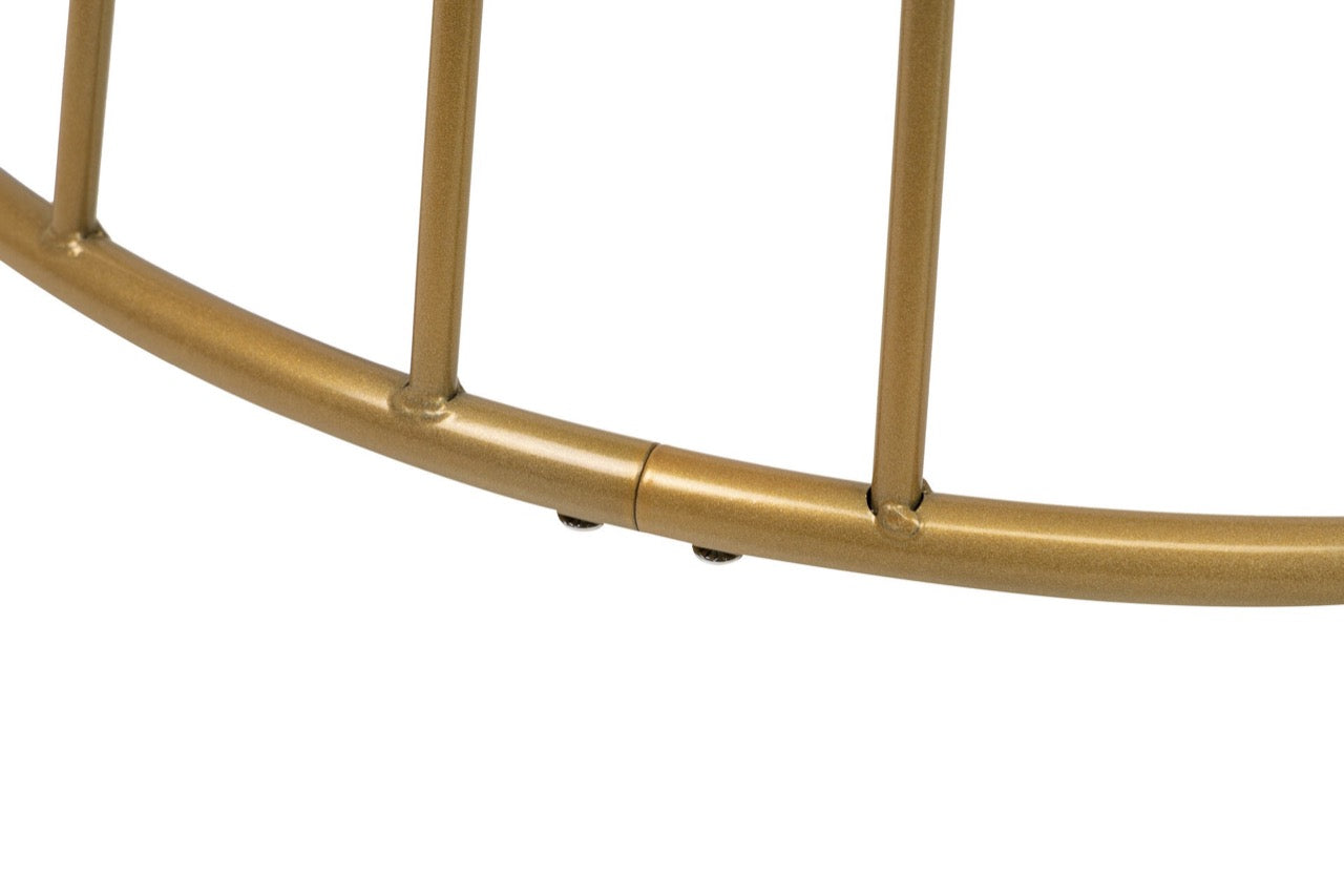 Mesa Redonda Negra Efecto Mármol con Patas Doradas - "Rayo"