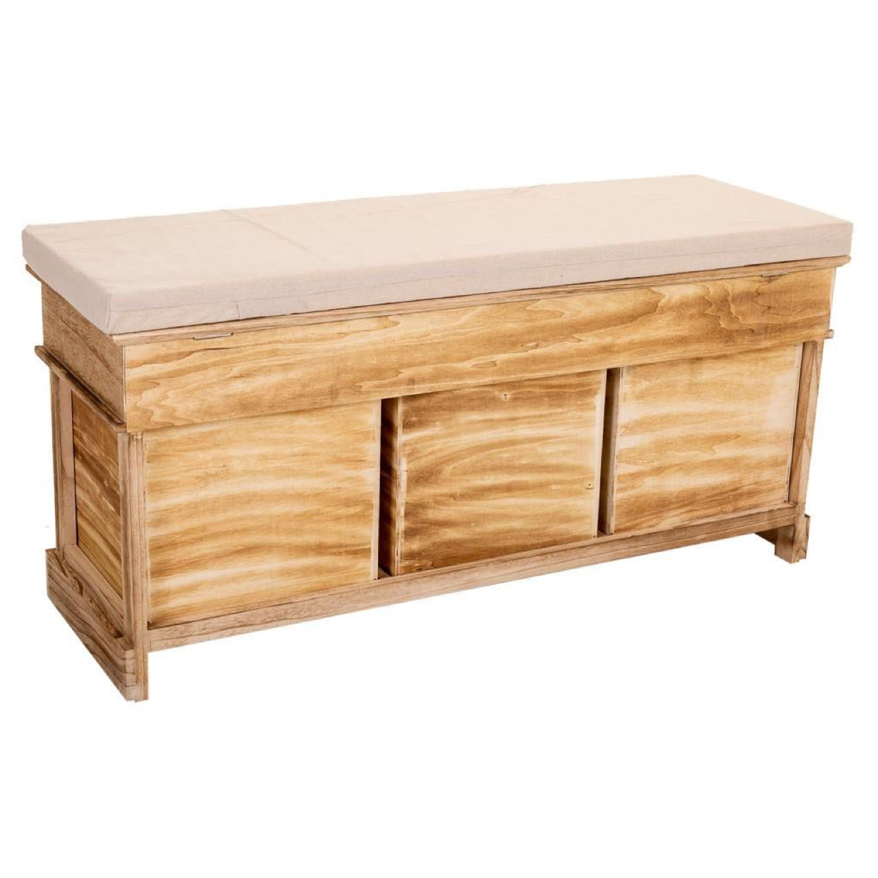 Banco de Madera Natural con 3 Cajones - "IVI"