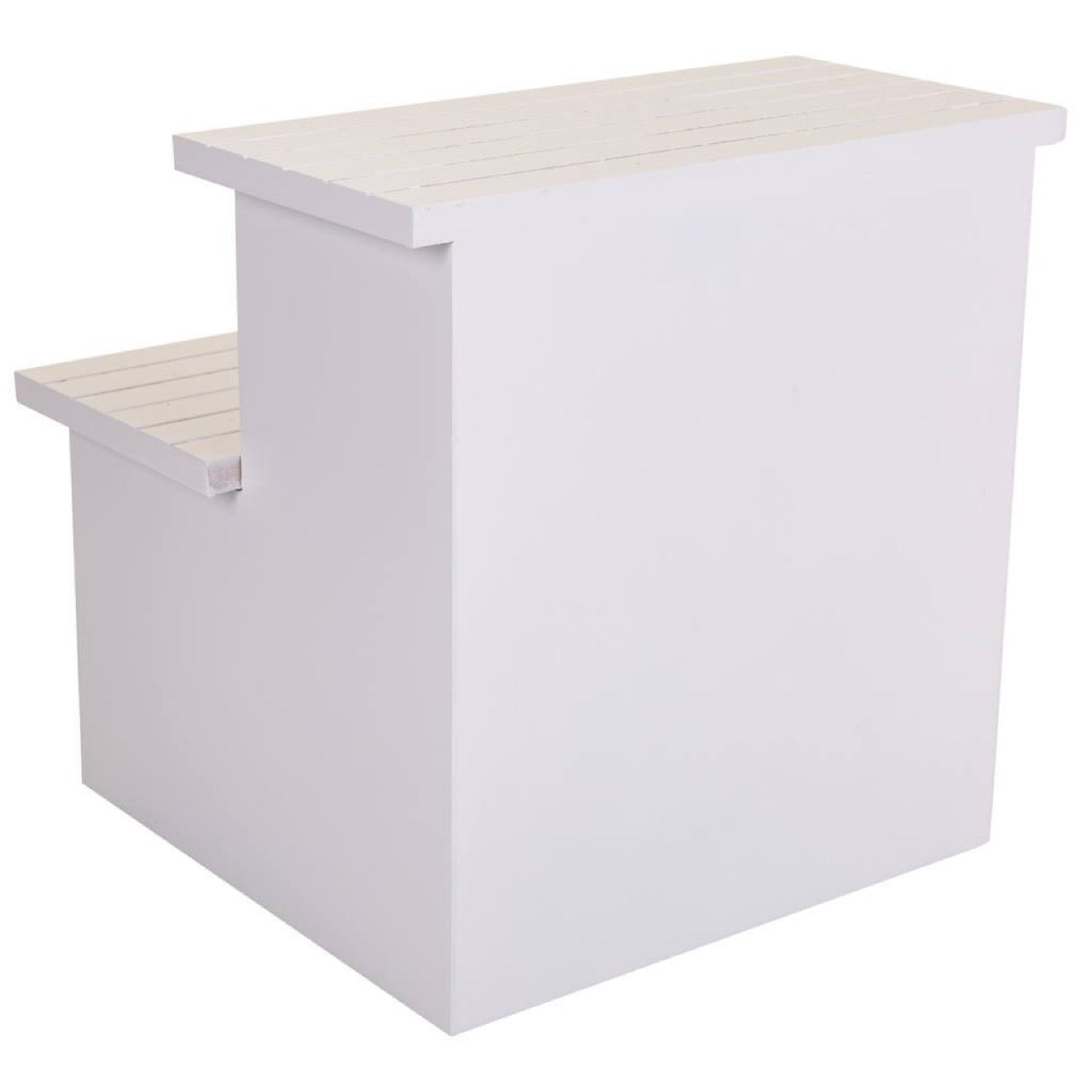 Taburete Blanco / Escalera Con Cajones de Madera y Ratan - “IVI”