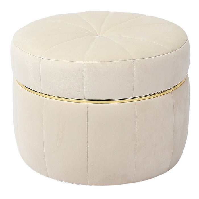 Puff de Terciopelo Beige - “Yasaman”