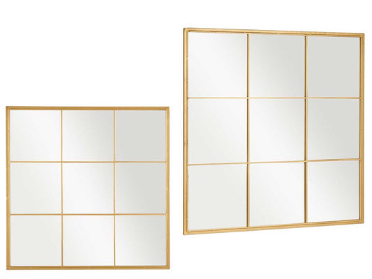 Espejo Ventana "NOE" de Metal Dorado - 90x90cm