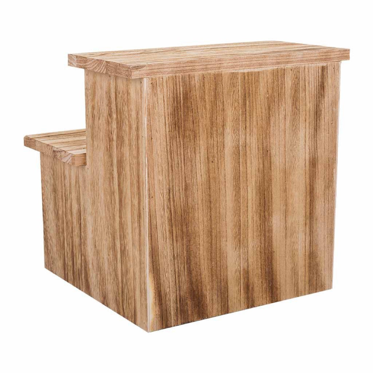 Taburete / Escalera con Cajones de Madera Natural - “IVI”