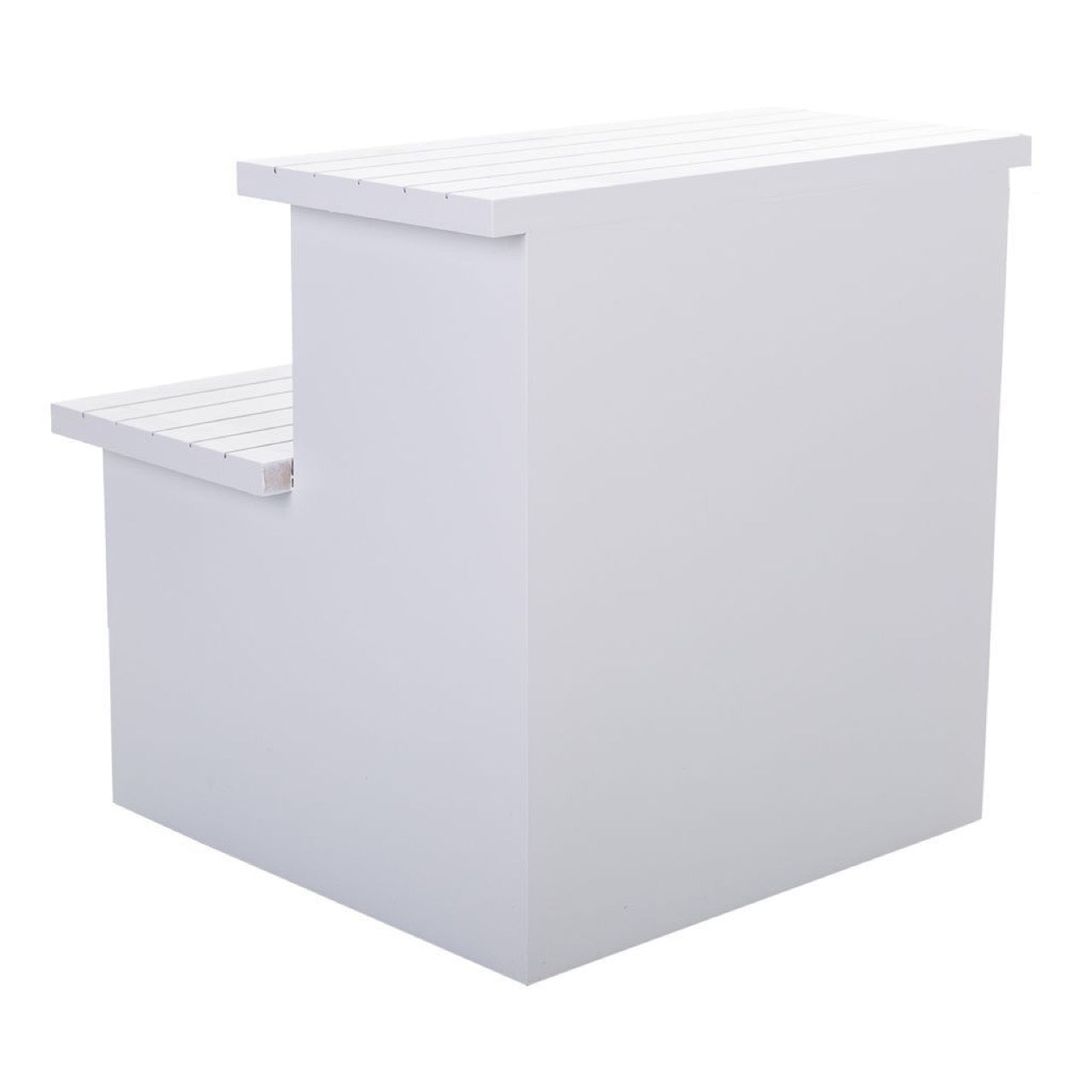 Taburete Blanco / Escalera con Cajones de Madera Natural - “IVI”