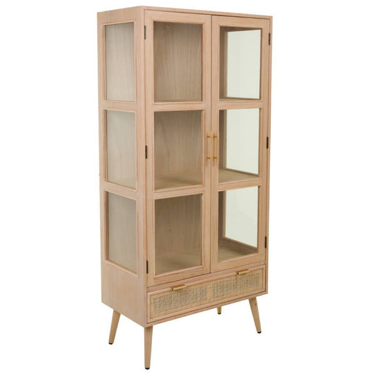 Vitrina de Madera Ratán y Rejilla 2 Puertas - "Trento"