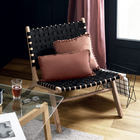 Sillón Negro de Ratán y Teca - “Timur”