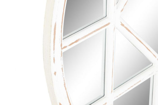 Espejo Ventana de Madera Blanco Decapé - Ø76cm