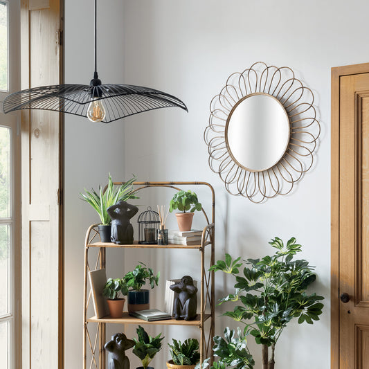 Espejo de Metal Efecto Bambú - "ASK" - Ø72,5CM