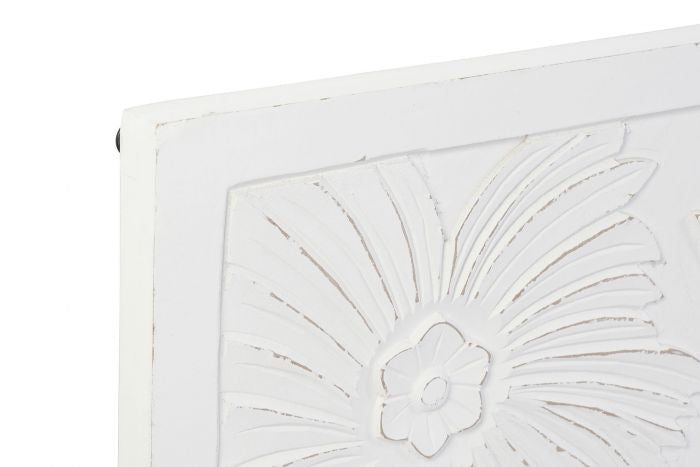 Cabecero Blanco de Madera Tallada - “Flores”