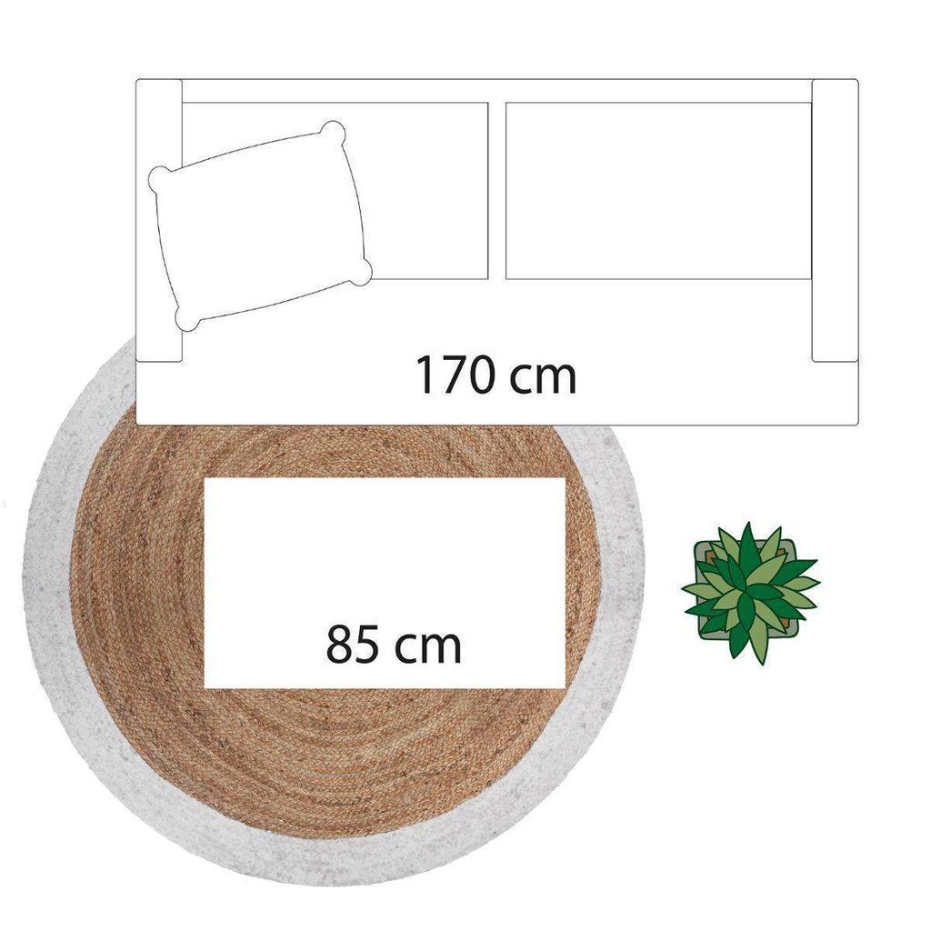 Alfombra Redonda Borde Blanco - Yute Ø120cm-ivvidek