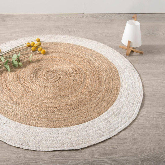 Alfombra Redonda Borde Blanco - Yute Ø120cm-ivvidek