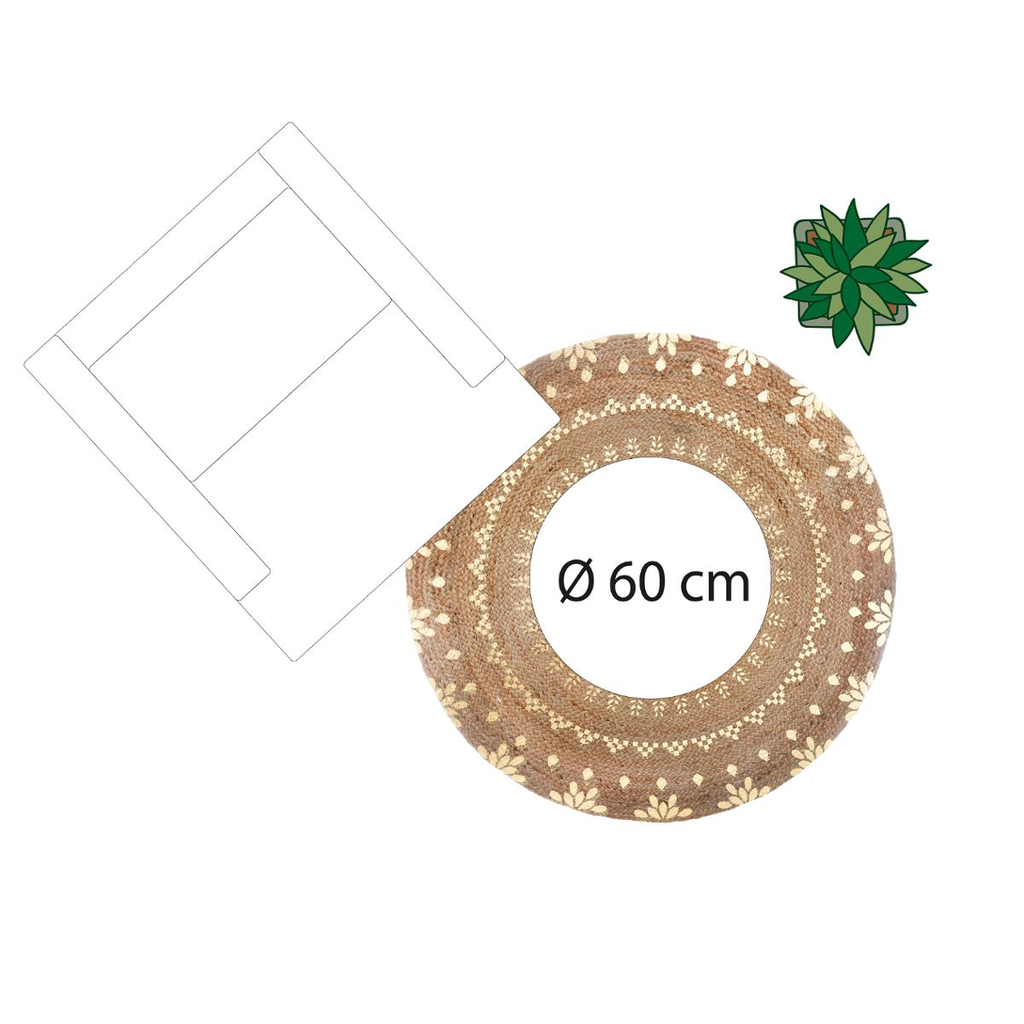 Alfombra de Yute Natural “Shine” - Ø115cm-ivvidek