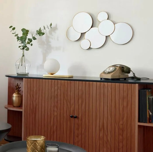 Espejo Redondo Círculos Dorado - “Lila”