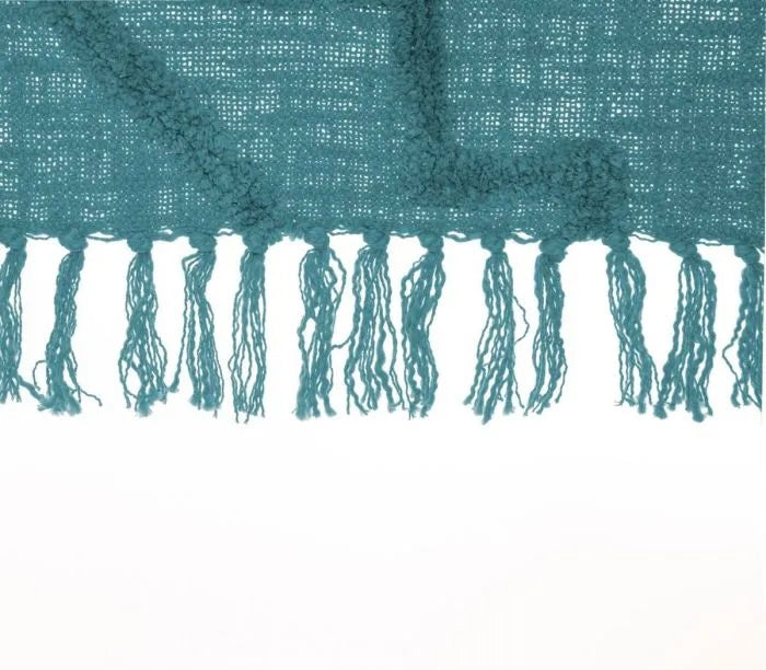 Manta / Plaid de Algodón con Flecos Azul - "INCA"