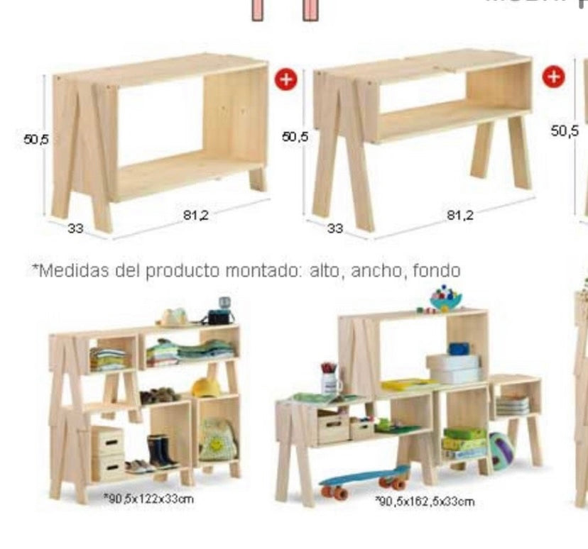 Estanteria de Pino de 4 Modulos - “ASTIK”
