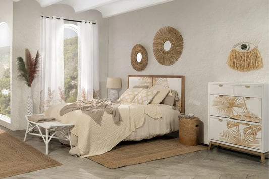 Cabecero de Madera Tallada Hojas Tropicales - “Albina"