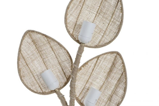 Lámpara de Sobremesa de Lino y Metal - "Hojas Naturales”