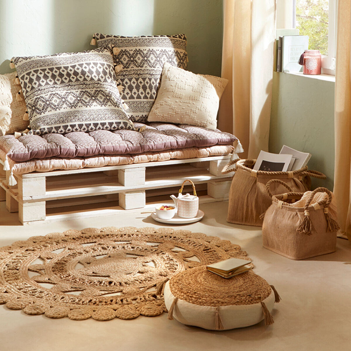 Cojín de suelo con respaldo, sofá de suelo, puf kilim marroquí