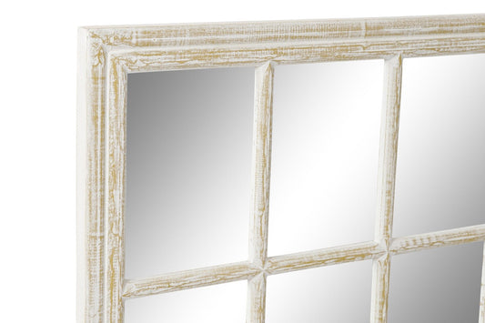Espejo Ventana de Madera Decapé Blanco - "Nova"