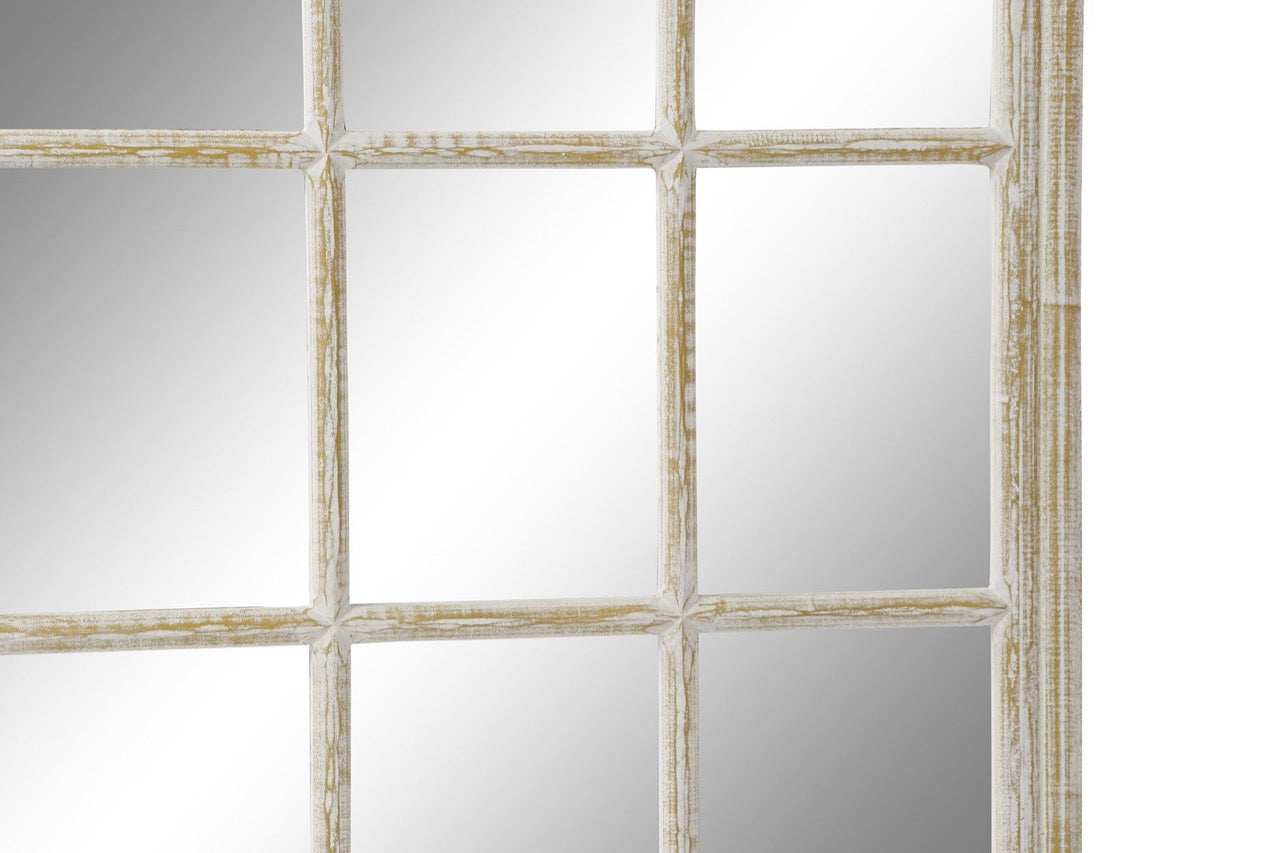 Espejo Ventana de Madera Decapé Blanco - "Nova"