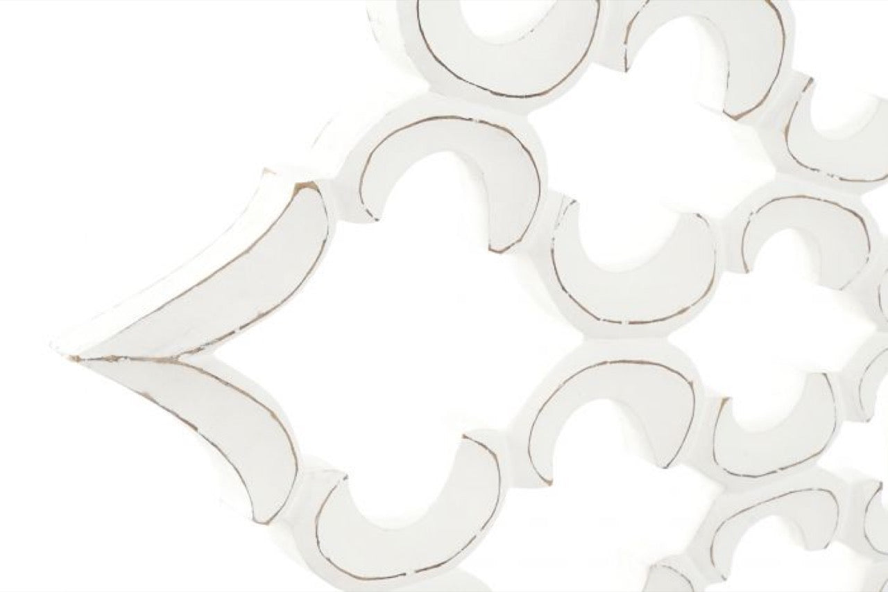 Espejo de Madera Tallada - "Mandala" Blanco Decape - Ø120CM