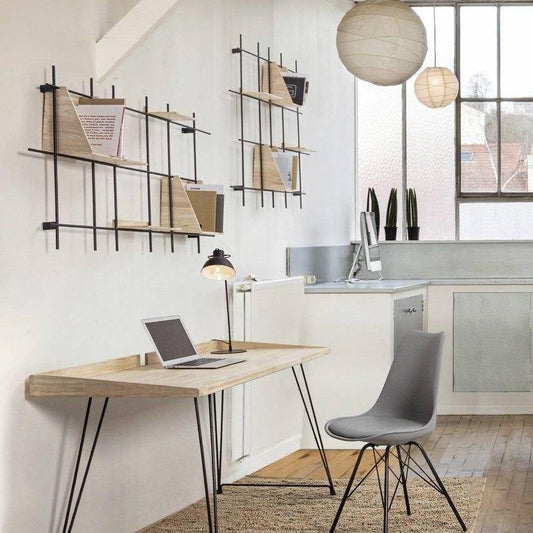 Escritorio Madera Natural con Patas de Hierro-ivvidek
