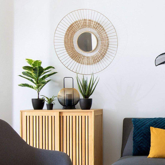 Espejo "Cheraw" Metal y Ratan - Ø75cm-ivvidek