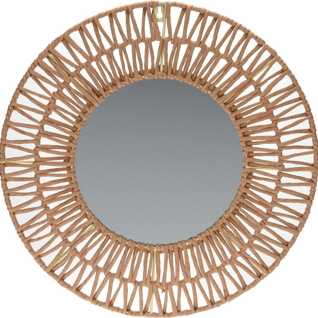Espejo redondo, espejo colgante de cuerda, espejo de pared circular de  granja para decoración del hogar, espejo de metal de 15 pulgadas con cuerda