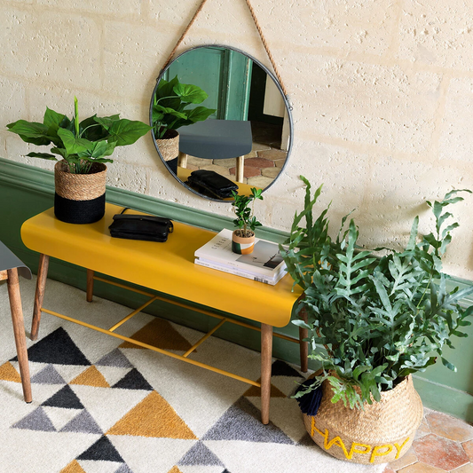 Espejo Redondo Gris Decapé con Cuerda de Yute "TOP" - Ø38cm-ivvidek