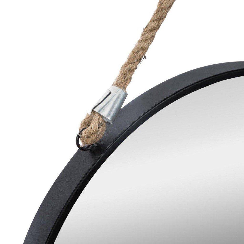 Espejo Redondo Negro con Cuerda de Yute “TOP” - Ø38cm-ivvidek