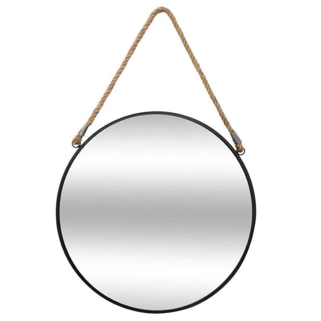Espejo Redondo Negro con Cuerda de Yute “TOP” - Ø38cm-ivvidek