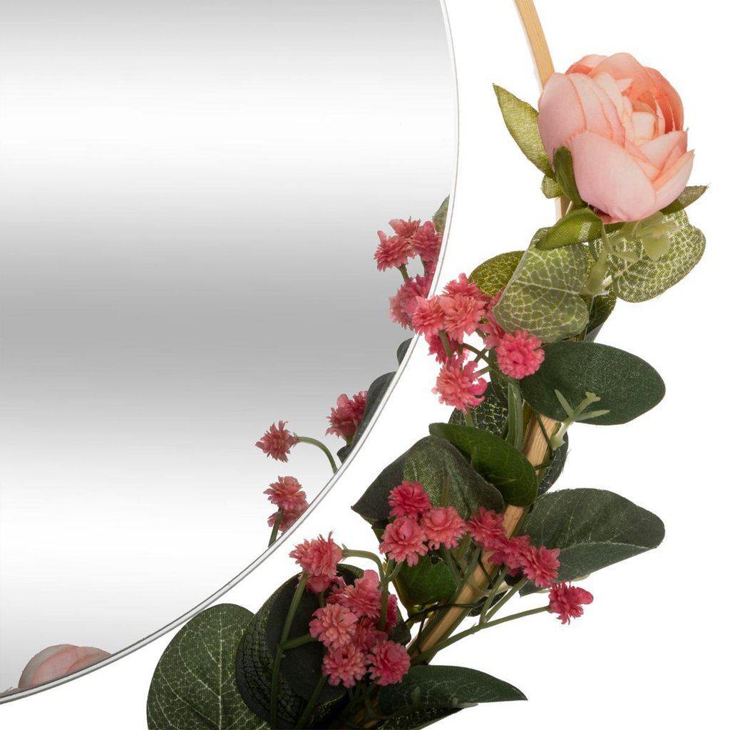 Espejo Redondo con Bambú y Flores - Ø33cm-ivvidek