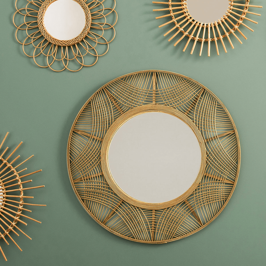 Espejo de Bambú Natural - "INNA" Ø89cm-ivvidek