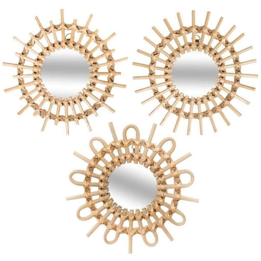 Espejos de Bambú “SOL” - Ø28cm - S/3-ivvidek